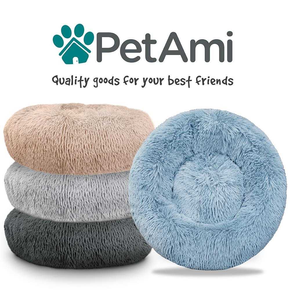 PetAmi Calming Dog Bed for Puppy Cat Kitten Round Washable Pet Bed