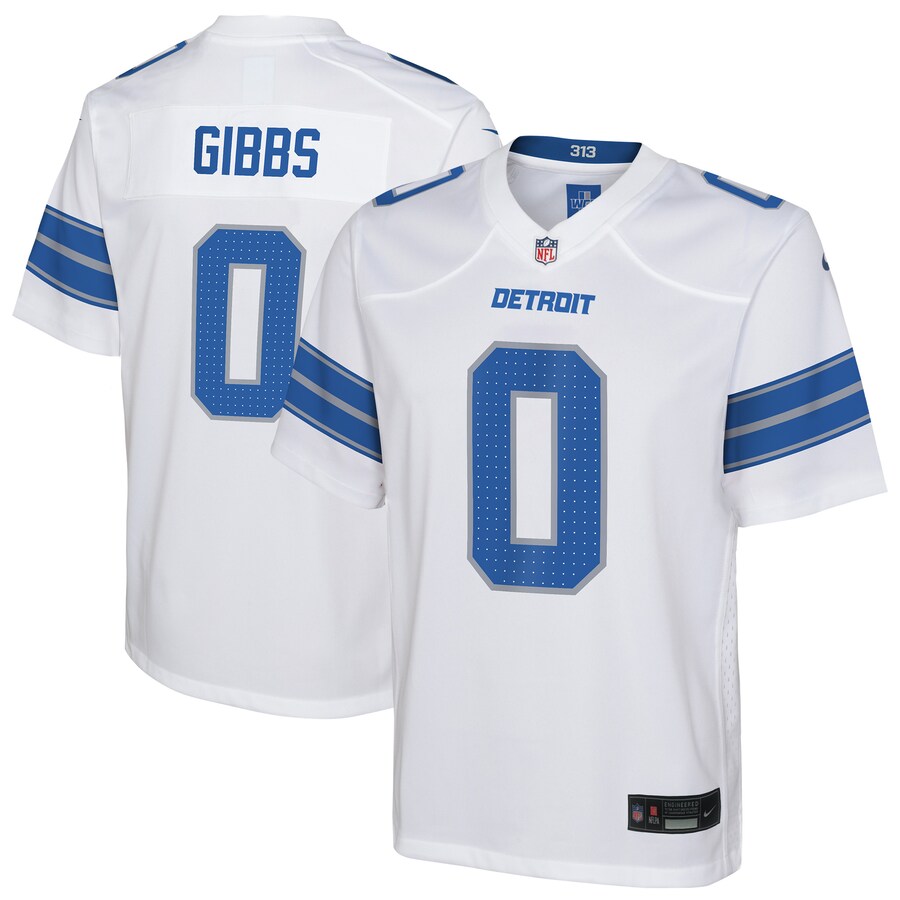 Youth Detroit Lions Jahmyr Gibbs Nike White Game Jersey