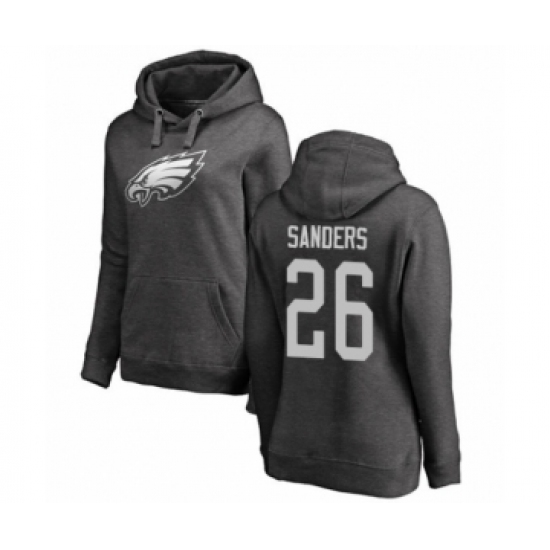 Women's Philadelphia Eagles #26 Miles Sanders Ash One Color Pullover Hoodie