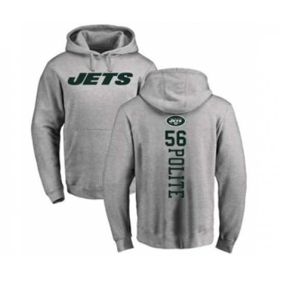 Football New York Jets #56 Jachai Polite Ash Backer Pullover Hoodie