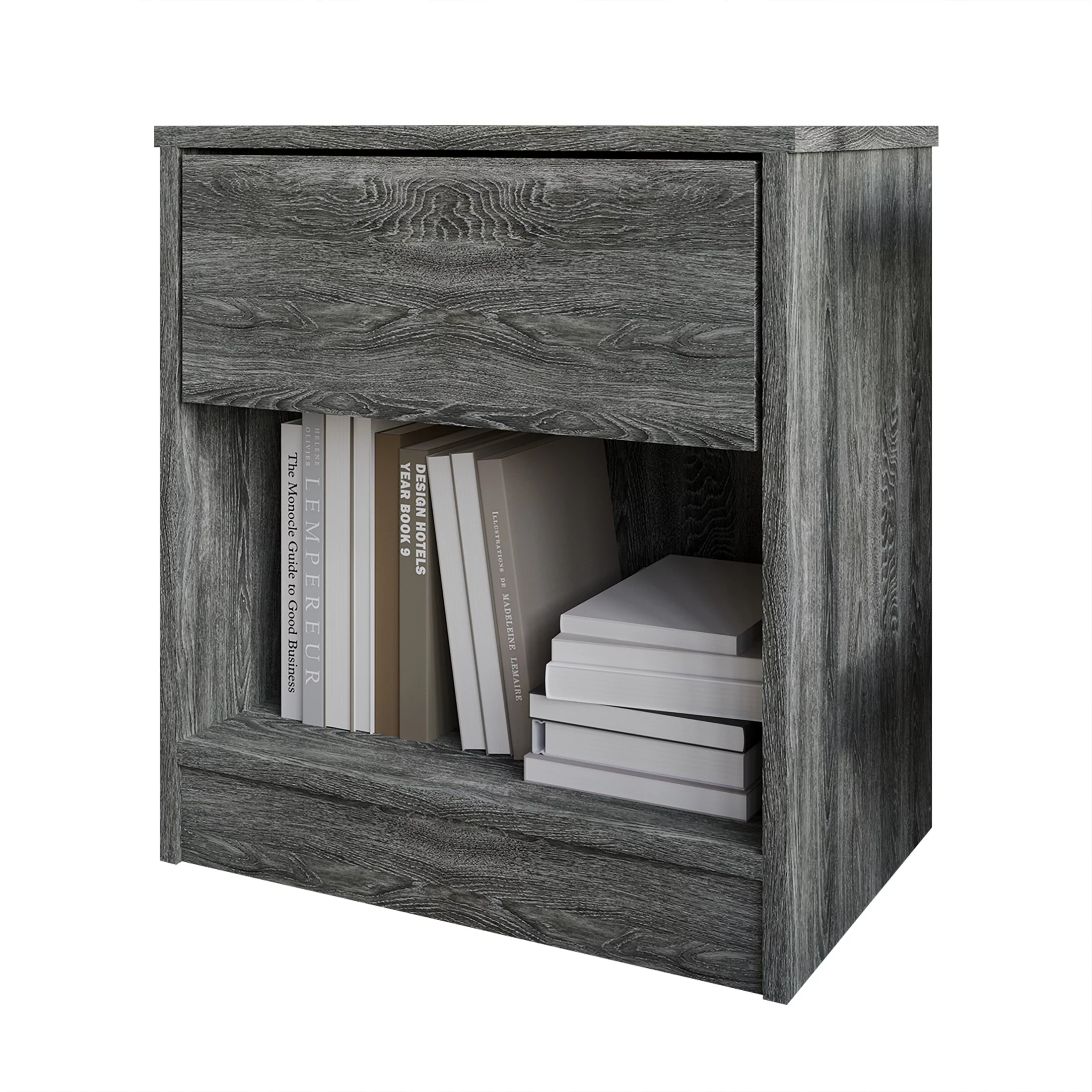 Castle Place Minimalist Nightstand with 1 Drawer, Dark Gray - Curated Treasures Market