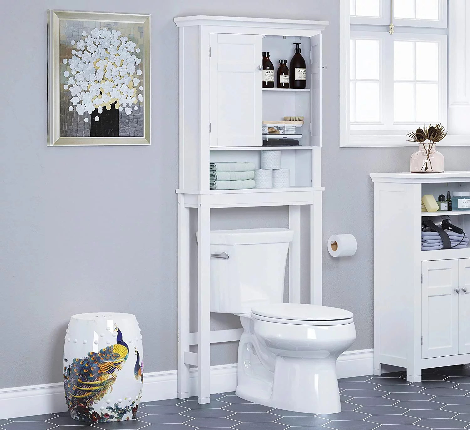 Spirich Home Bathroom over the Toilet Shelf,Bathroom Storage Organizer, White - Curated Treasures Market