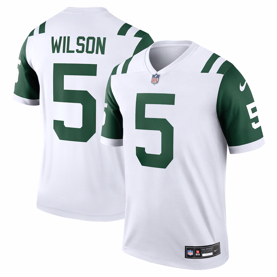 Men's New York Jets Garrett Wilson Nike White Legend Player Performance Top