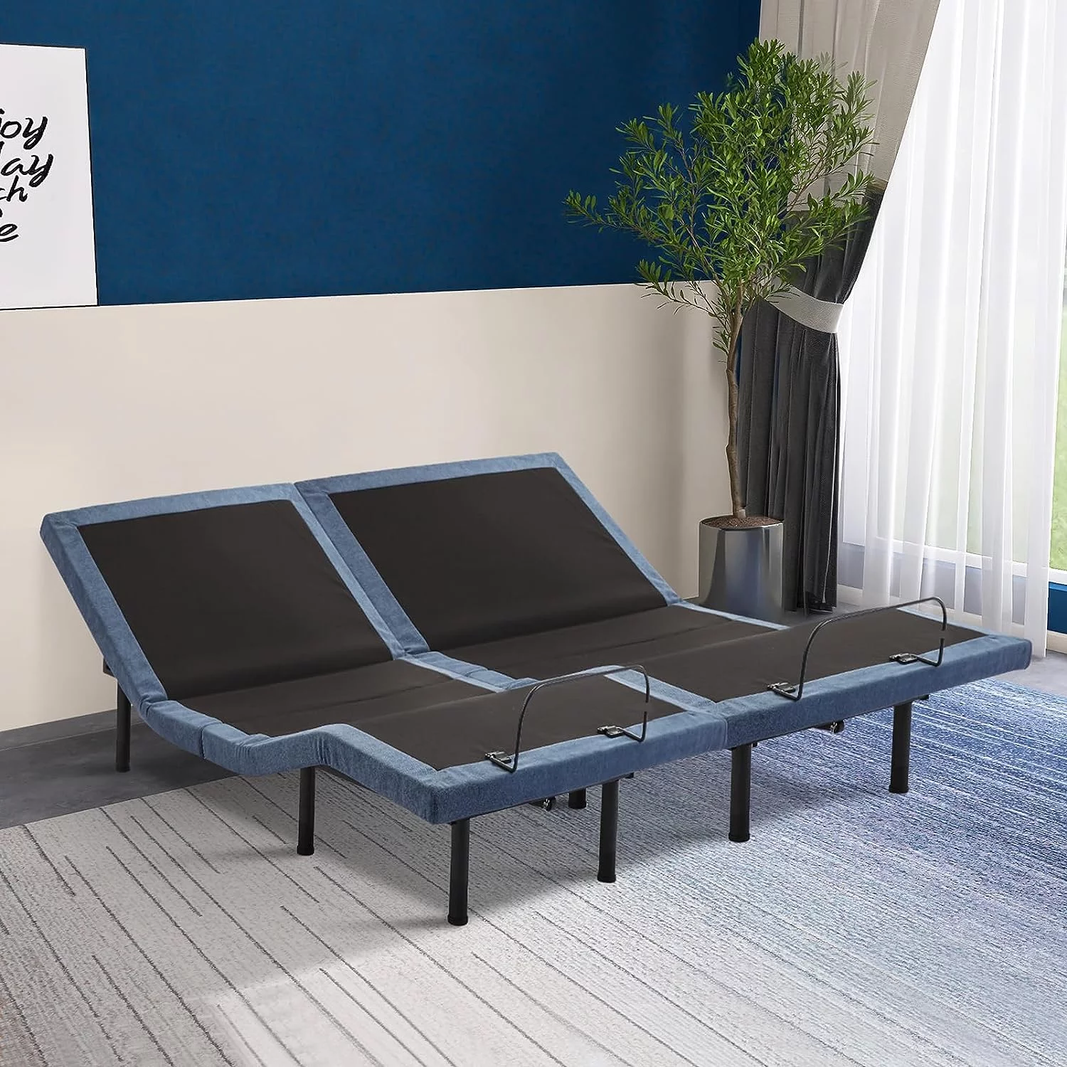 Hcore Adjustable Bed Base,Bed Frame with Head and Foot Incline,Anti-Snore,Zero Gravity, Quiet Motor,Under Bed Lighting,Wireless Remote Control,No Tools Assembly,Dual USB Ports,King - Curated Treasures Market