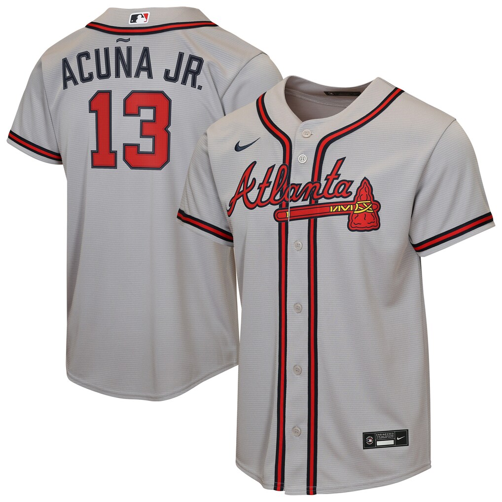 Youth Atlanta Braves Ronald Acuña Jr. Nike Gray Road Replica Jersey