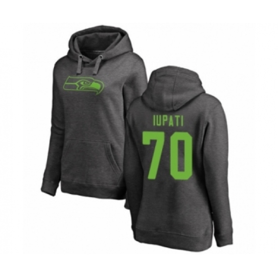 Football Women's Seattle Seahawks #70 Mike Iupati Ash One Color Pullover Hoodie
