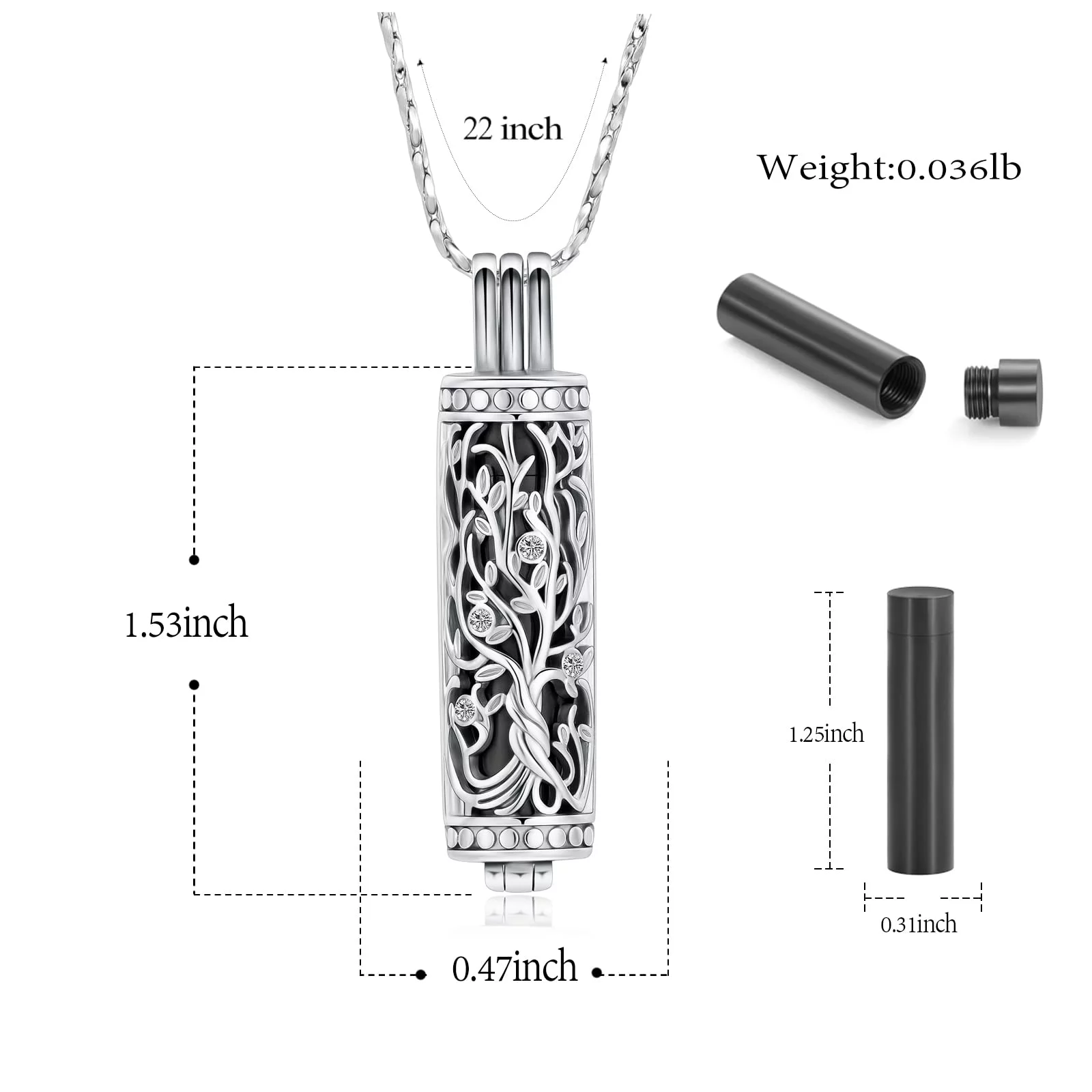 Cremation Jewelry for Ashes Tree of Life Urn Necklace Cylinder Vial Urn Necklace for Men Women Keepsake Ashes Necklace Memory Pendent Ashes Holder - Curated Treasures Market