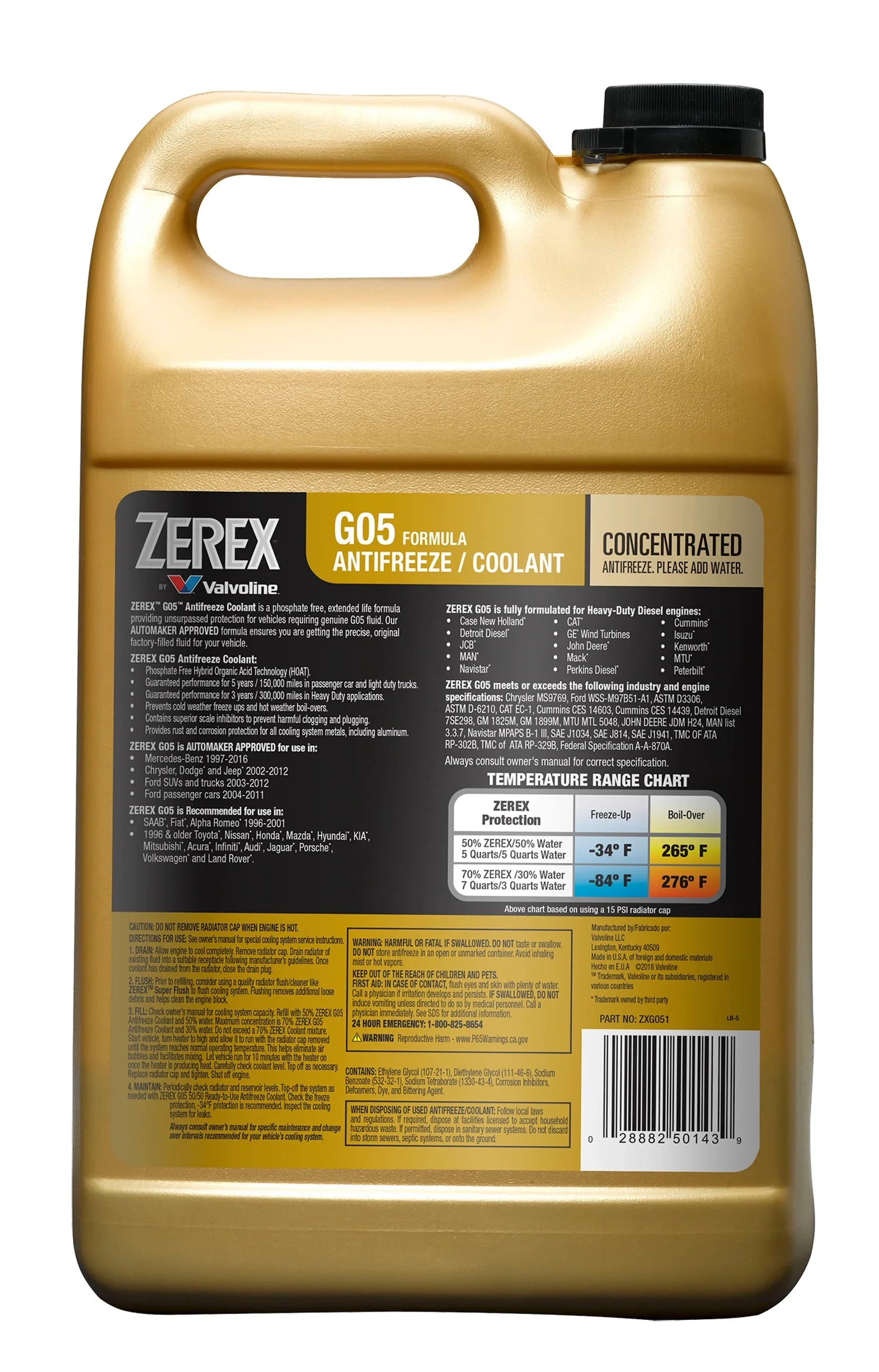 Zerex G05 Phosphate Free Antifreeze / Coolant Concentrate 1 GA