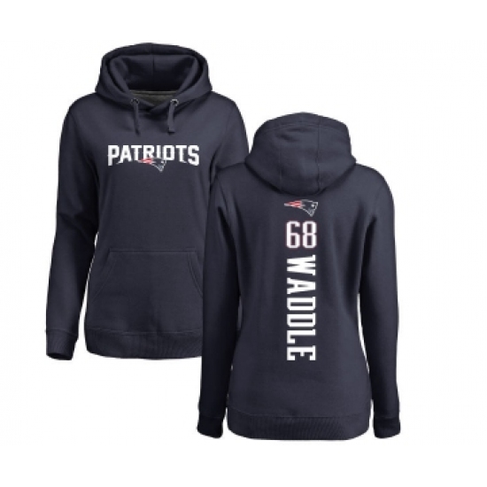 Football Women's New England Patriots #68 LaAdrian Waddle Navy Blue Backer Pullover Hoodie