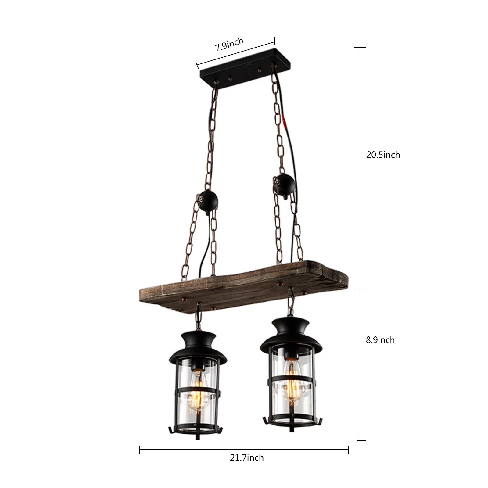 2 Heads Chandelier Pendant Lamp Rustic Wood Dining Room Ceiling Light Fixture Rustic Farmhouse Furniture Wood Beam Chandelier Pendant Lighting Fixture Industrial Retro Ceiling Lamp Pendant Light