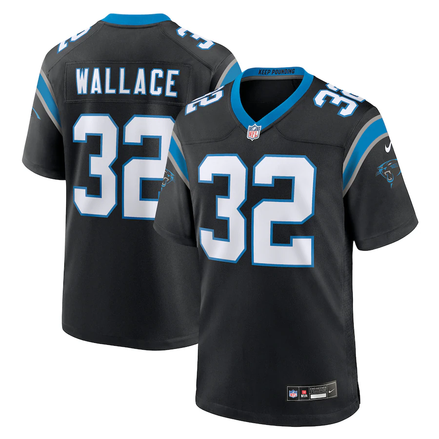 Men's Carolina Panthers Trevin Wallace Nike Black Team Game Jersey