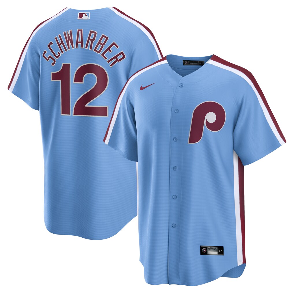 Men's Philadelphia Phillies Kyle Schwarber Nike Light Blue Alternate, 1st Replica Jersey