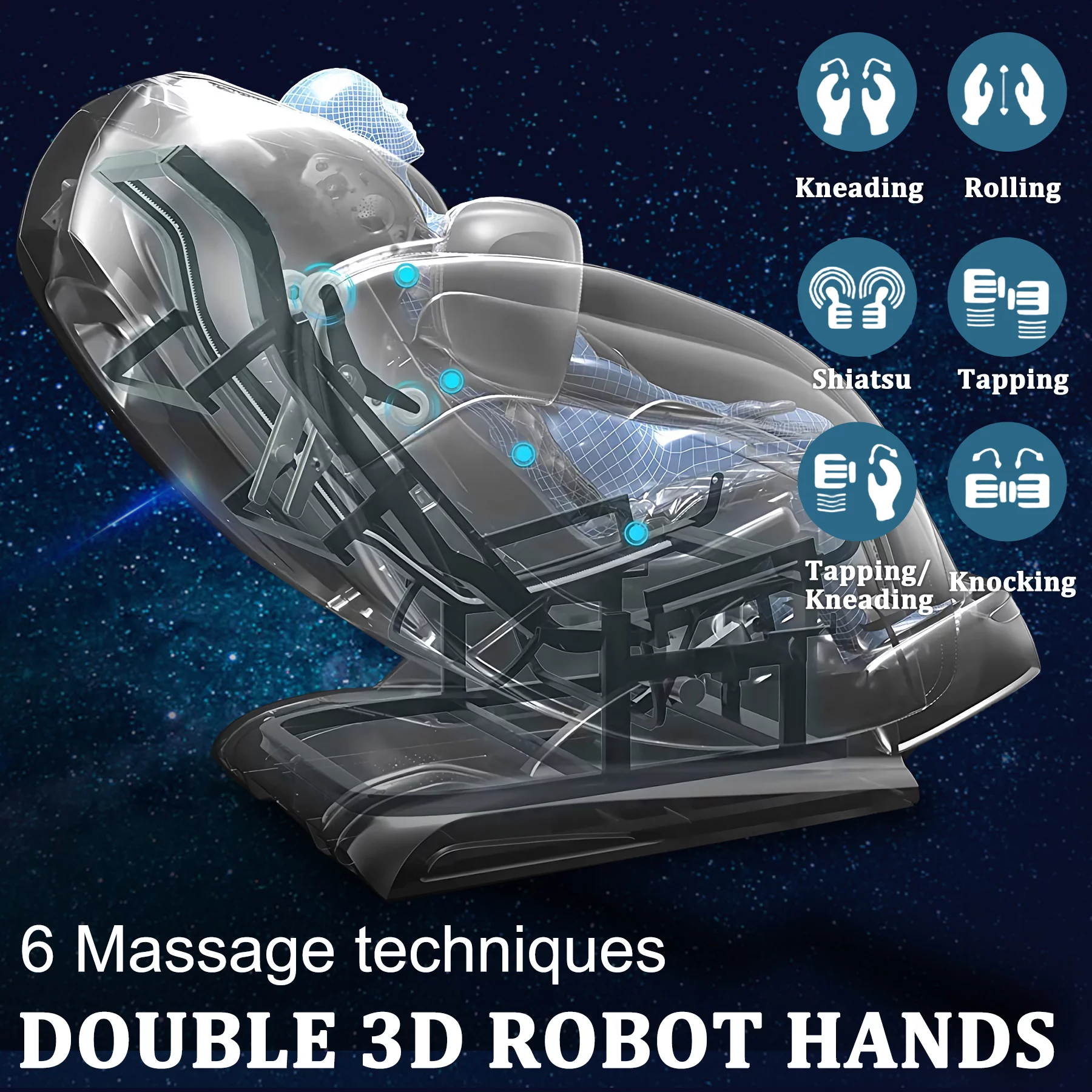 BILITOK Massage Chair, Bluetooth Massage Chair with Smart Screen Zero Gravity Massage and Wave Air Bag Massage Shoulders, Arms, Back, Waist, Buttocks, Legs and Feet(Black) - Curated Treasures Market