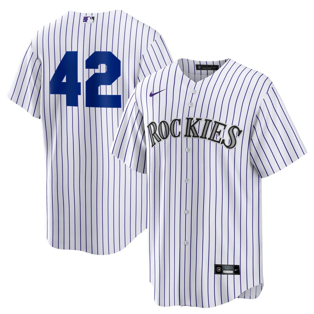 Men's Colorado Rockies Nike White Home  2025 Jackie Robinson Day Replica Jersey