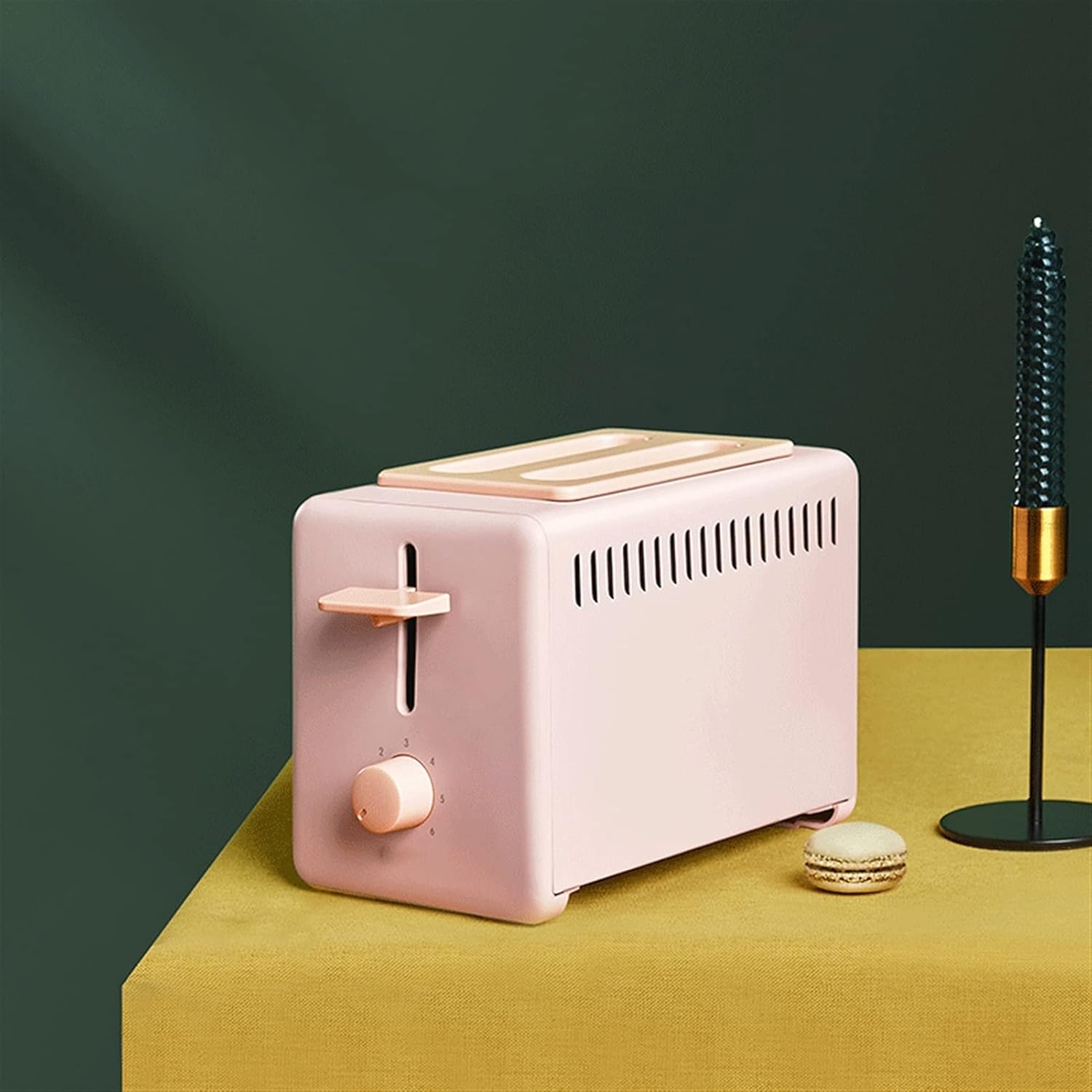 2 Slice Toaster,Retro 6 Gear Adjustment Toasters,Home Electric Toaster 2 Slice Bread Oven,Automatic Breakfast Maker with Widen The Grill and Dust Cover (Color : Pink) (Green)