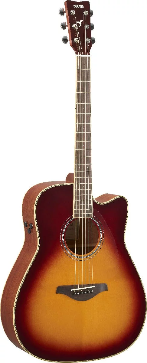 Yamaha FGC-TA TransAcoustic Dreadnought Cutaway Acoustic-Electric Guitar Brown Sunburst - Curated Treasures Market