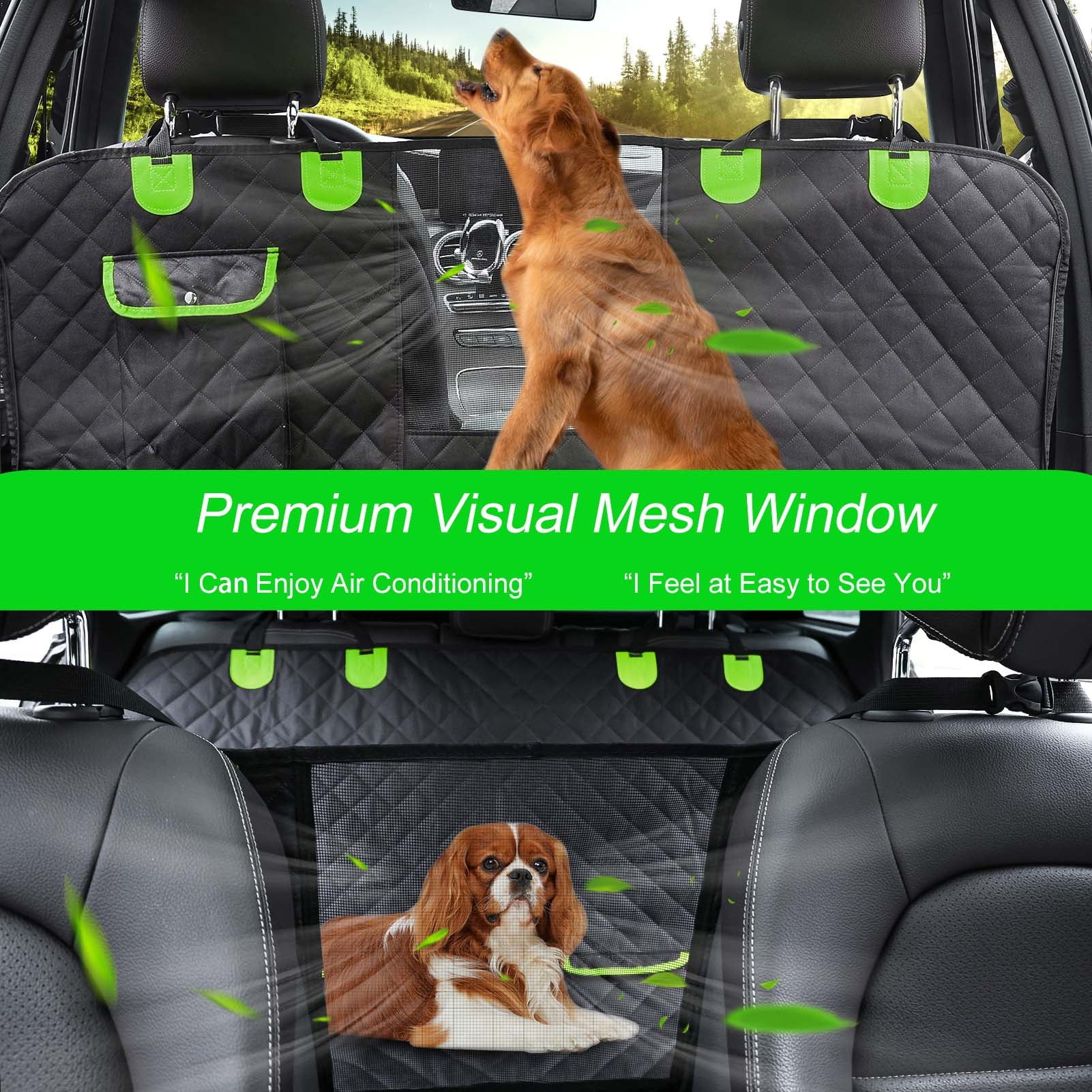 Dog Hammock for Car with Mesh Window, 600D Oxford Waterproof Nonslip Durable Seat Protector for Back Seat for Car Truck SUV(54 W x 58 L)