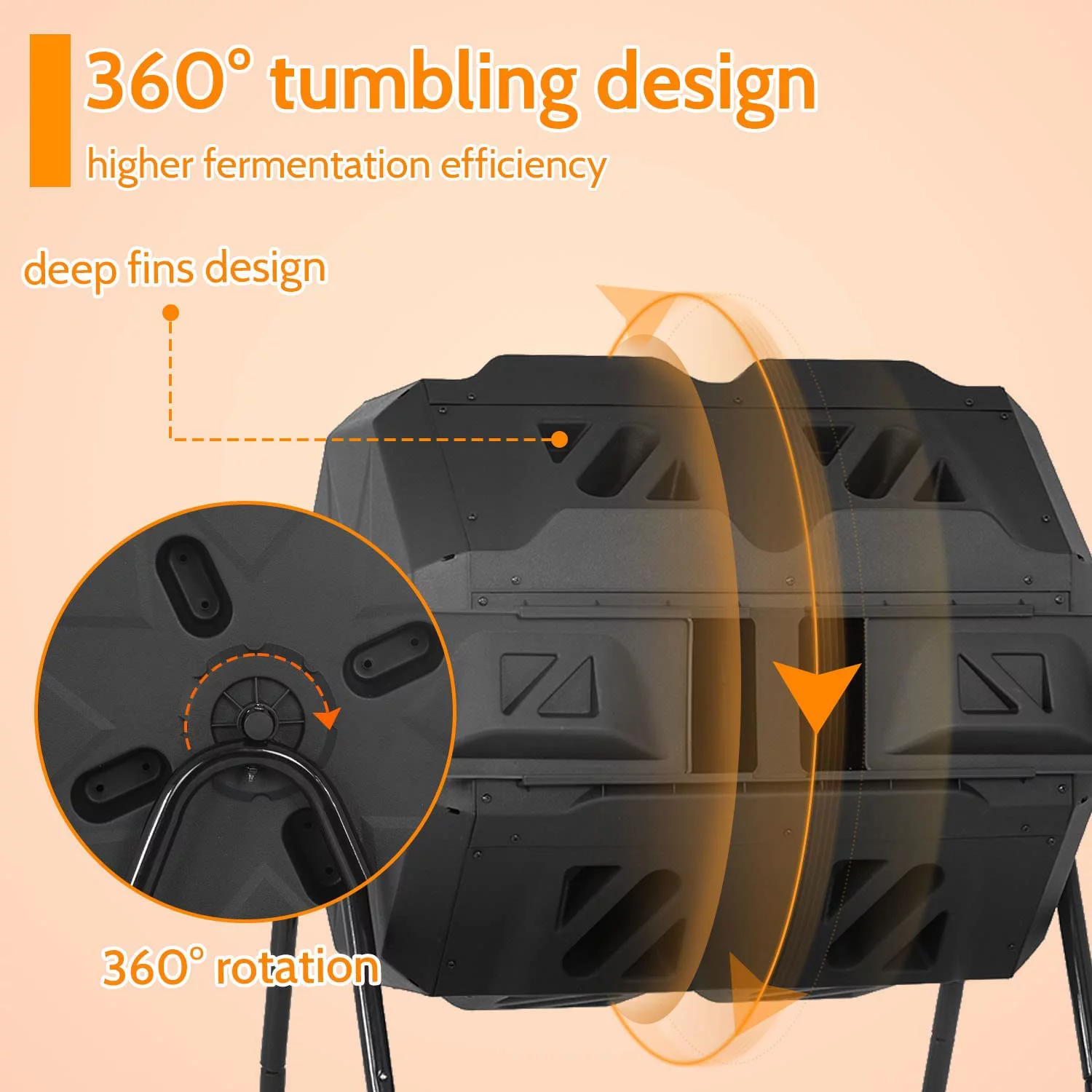 NiamVelo 43 Gallon Durable Tumbling Compost Bin Outdoor Compost Tumbler Bucket with Dual Rotating Chamber, Black Door - Curated Treasures Market