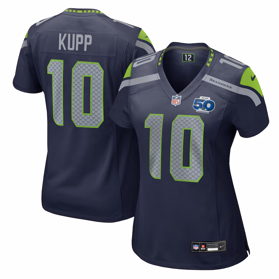 Women's Seattle Seahawks Cooper Kupp Nike College Navy Team 50th Season Game Jersey
