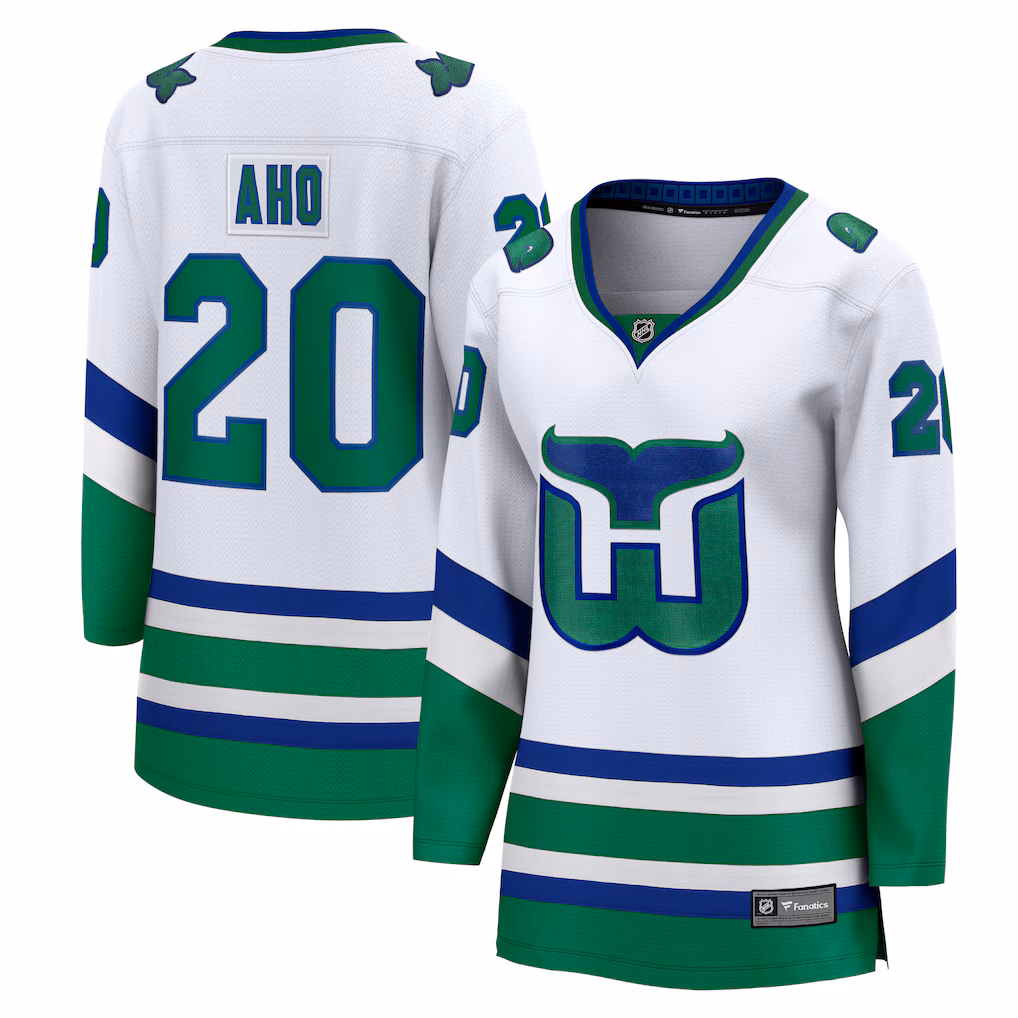Women's Carolina Hurricanes Sebastian Aho Fanatics White Throwback Breakaway Jersey