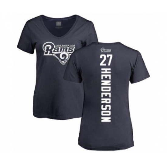 Football Women's Los Angeles Rams #27 Darrell Henderson Navy Blue Backer T-Shirt