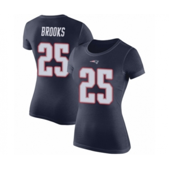 Football Women's New England Patriots #25 Terrence Brooks Navy Blue Rush Pride Name & Number T-Shirt