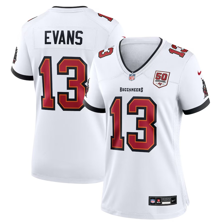 Women's Tampa Bay Buccaneers Mike Evans Nike White 50th Season White Game Jersey