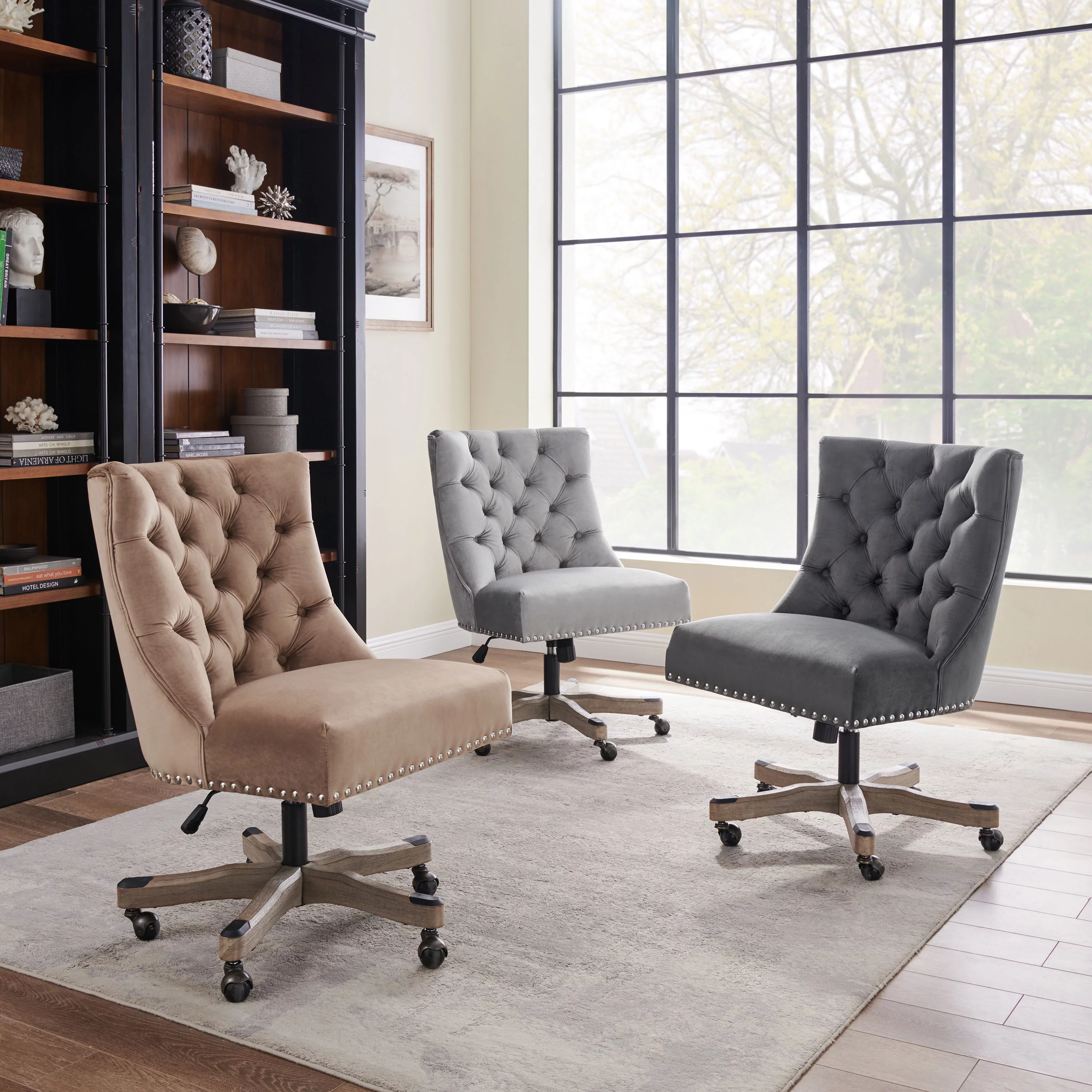 Art Leon Office Chair Fabric Swivel Adjustable Gray - Curated Treasures Market