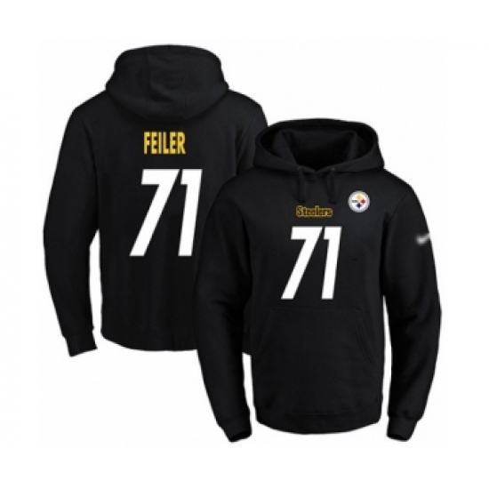 Football Men's Pittsburgh Steelers #71 Matt Feiler Black Name & Number Pullover Hoodie