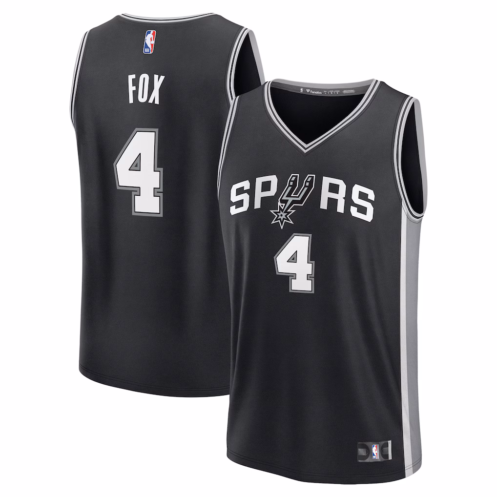 Youth San Antonio Spurs De'Aaron Fox Fanatics Black Fast Break Replica Player Jersey - Icon Edition