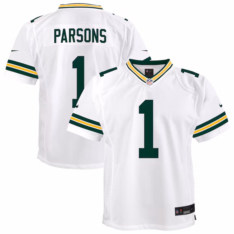 Youth Green Bay Packers Micah Parsons Nike White White Game Jersey