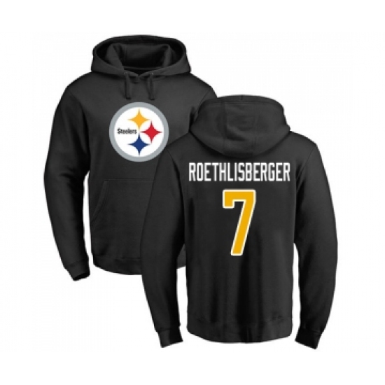 Football Pittsburgh Steelers #7 Ben Roethlisberger Black Name & Number Logo Pullover Hoodie