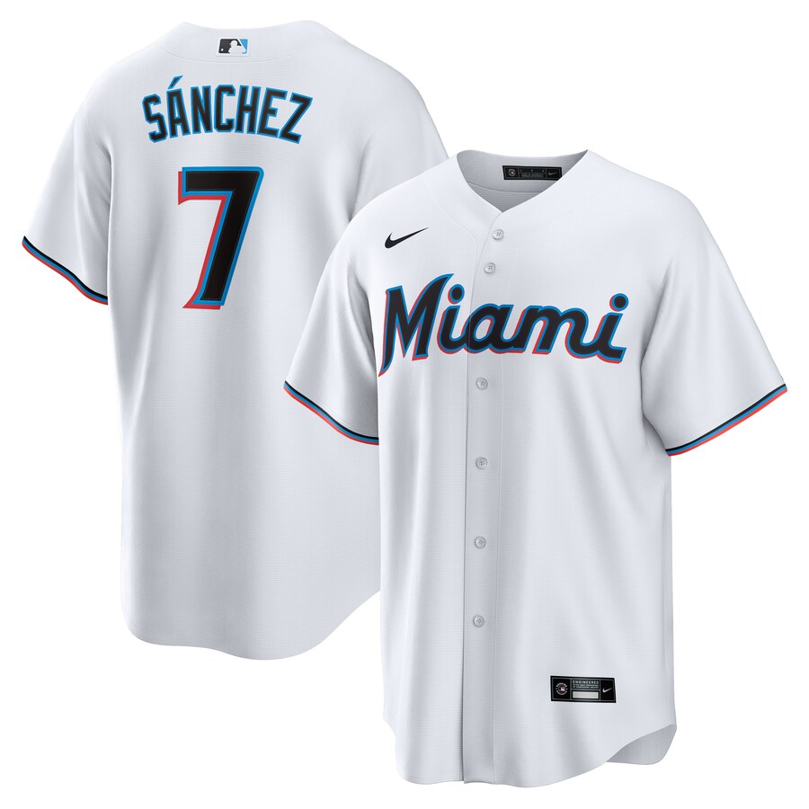 Men's Miami Marlins Jesús Sánchez Nike White Home Replica Player Jersey