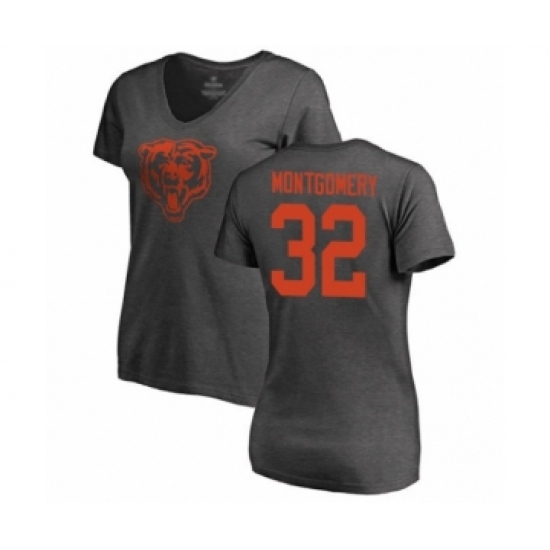 Football Women's Chicago Bears #32 David Montgomery Ash One Color T-Shirt