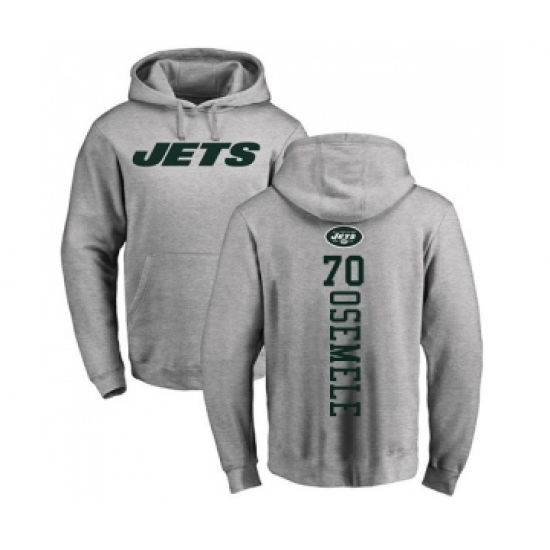Football New York Jets #70 Kelechi Osemele Ash Backer Pullover Hoodie