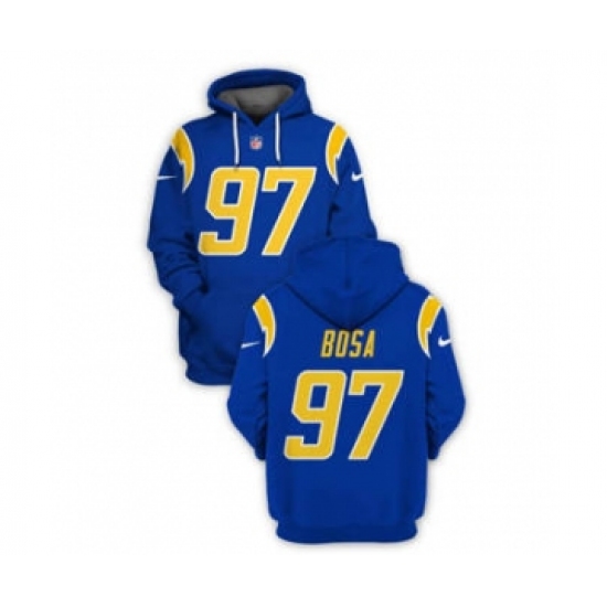 Men's Los Angeles Chargers #97 Joey Bosa 2021 Royal Pullover Football Hoodie
