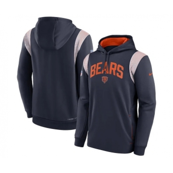 Mens Chicago Bears Navy Sideline Stack Performance Pullover Hoodie