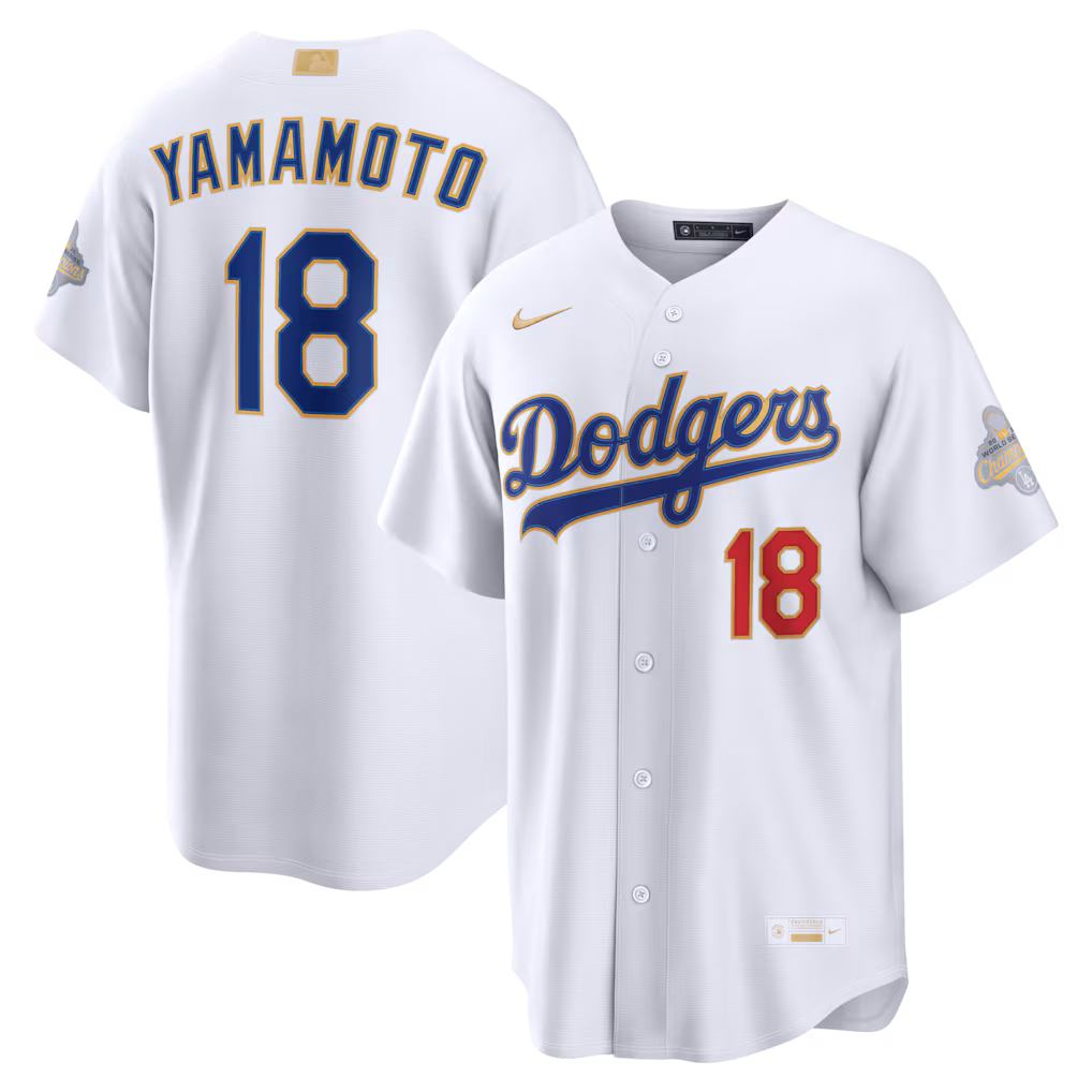 Men's Los Angeles Dodgers Yoshinobu Yamamoto Nike White 2026 Gold Collection Stadium Jersey