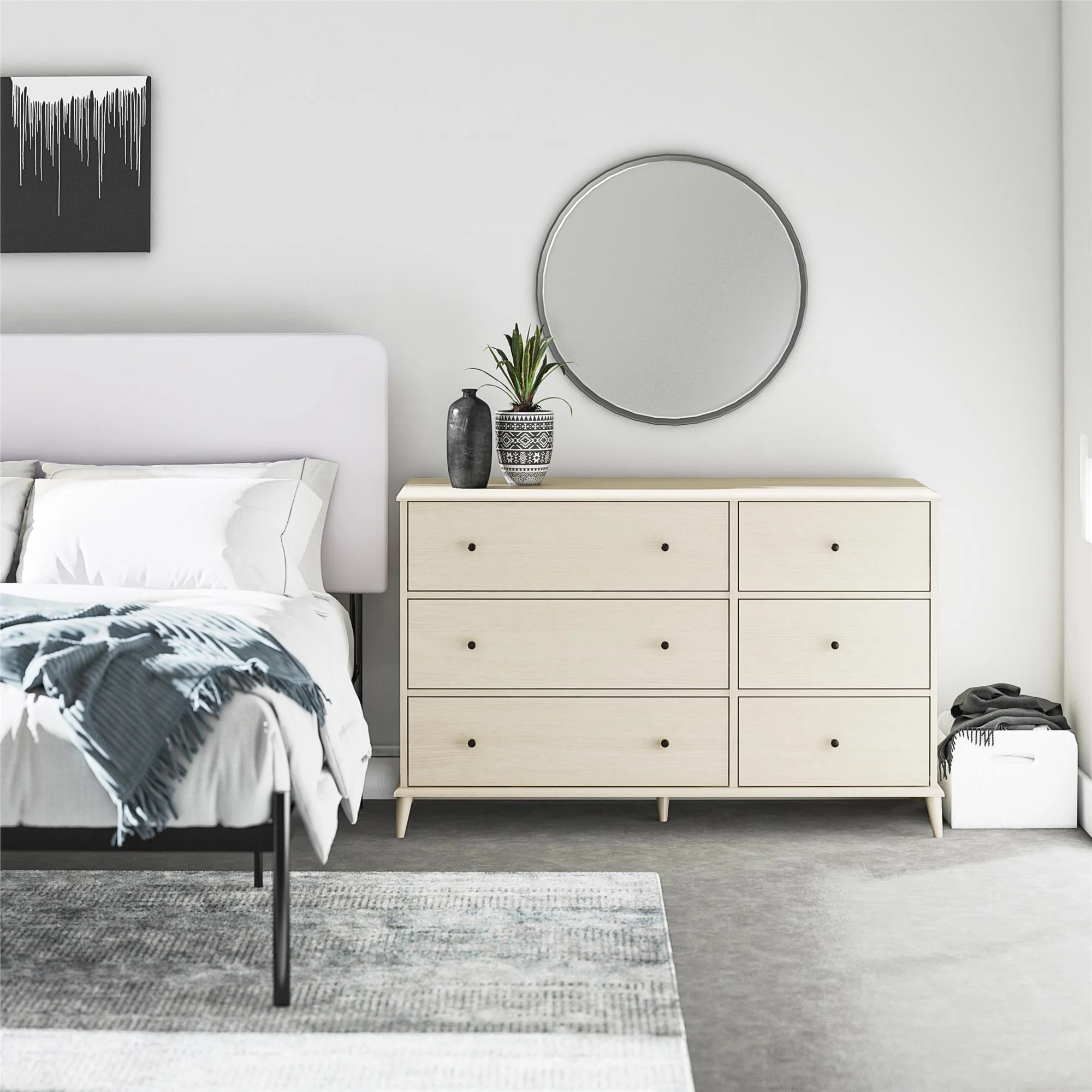 Ameriwood Home Farnsworth 6-Drawer Dresser, Ivory Oak