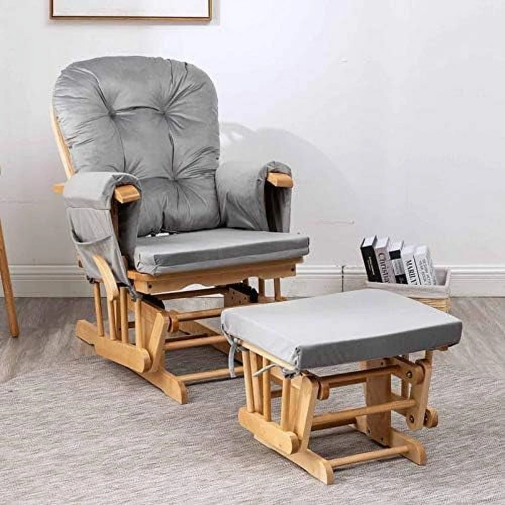 SJOLKMN Glider Rocker Replacement Cushions with  Velvet Washable Non Slip for Glider Rocking Chair  5PCS  Pink - Curated Treasures Market