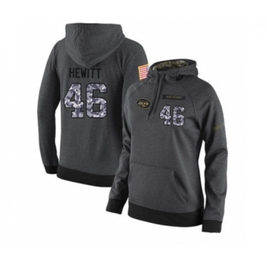 Football Women's New York Jets #46 Neville Hewitt Stitched Black Anthracite Salute to Service Player Performance Hoodie