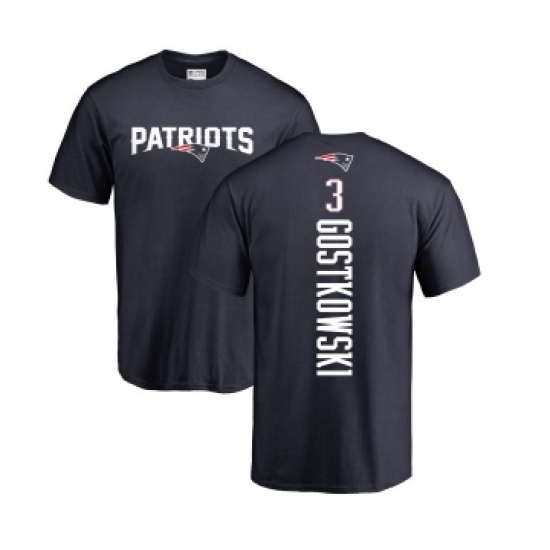 Football New England Patriots #3 Stephen Gostkowski Navy Blue Backer T-Shirt