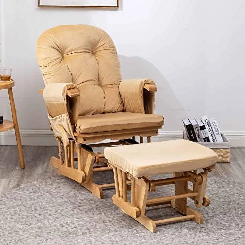 MQLIFEBOOM Glider Rocker Replacement Cushions with  Velvet Washable Non Slip for Glider Rocking Chair  5PCS  Pink - Curated Treasures Market