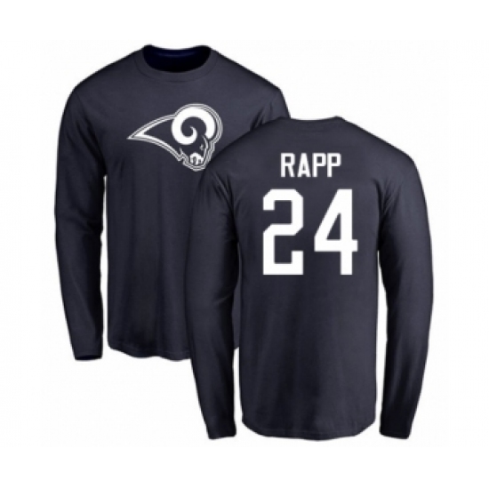 Football Los Angeles Rams #24 Taylor Rapp Navy Blue Name & Number Logo Long Sleeve T-Shirt