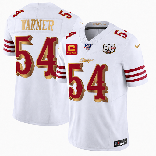 Men's Nike Fred Warner white San Francisco 49ers  Rivalries Collection Stitched Limited Jersey (Medal Version)