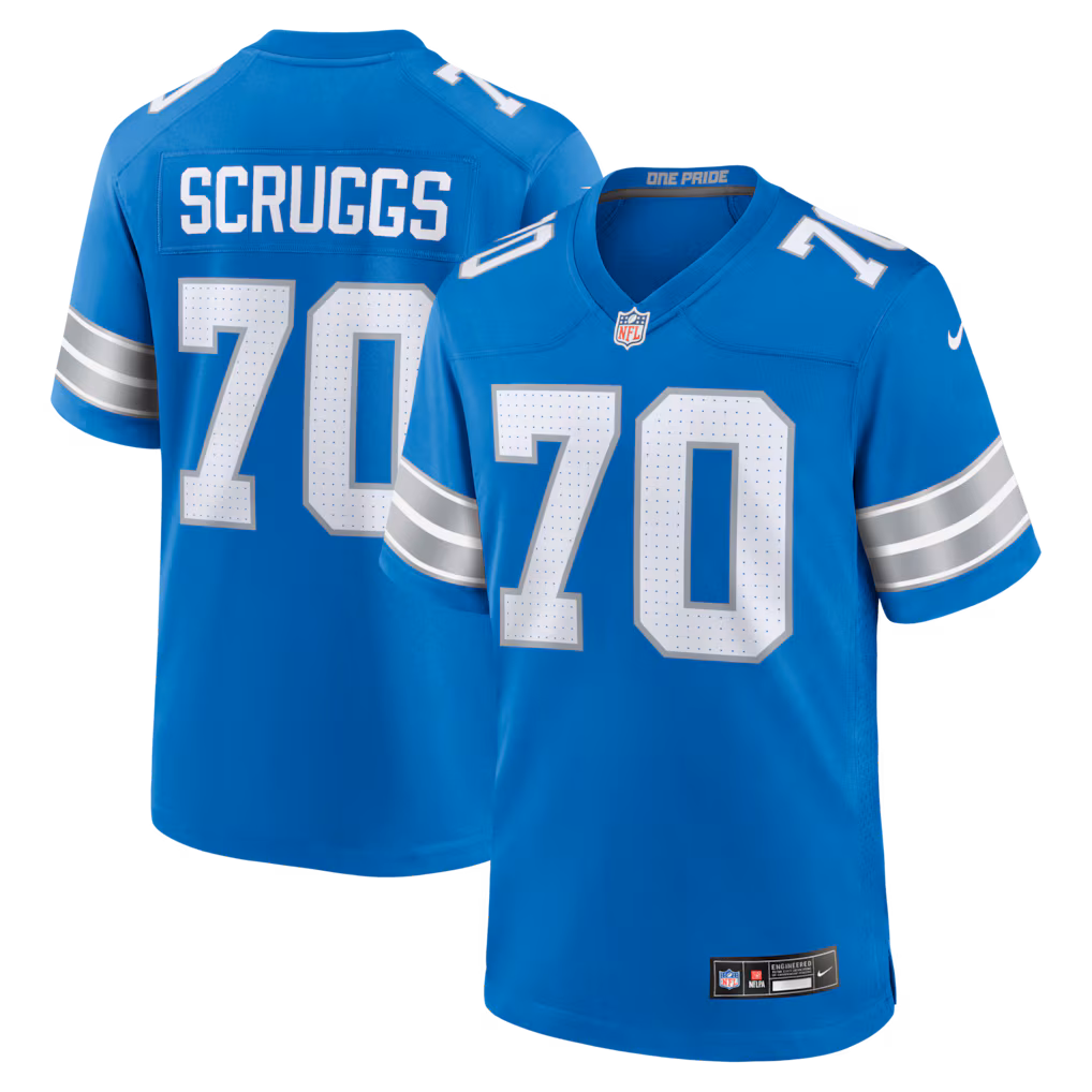 Men's Detroit Lions Juice Scruggs Nike Blue Team Game Jersey