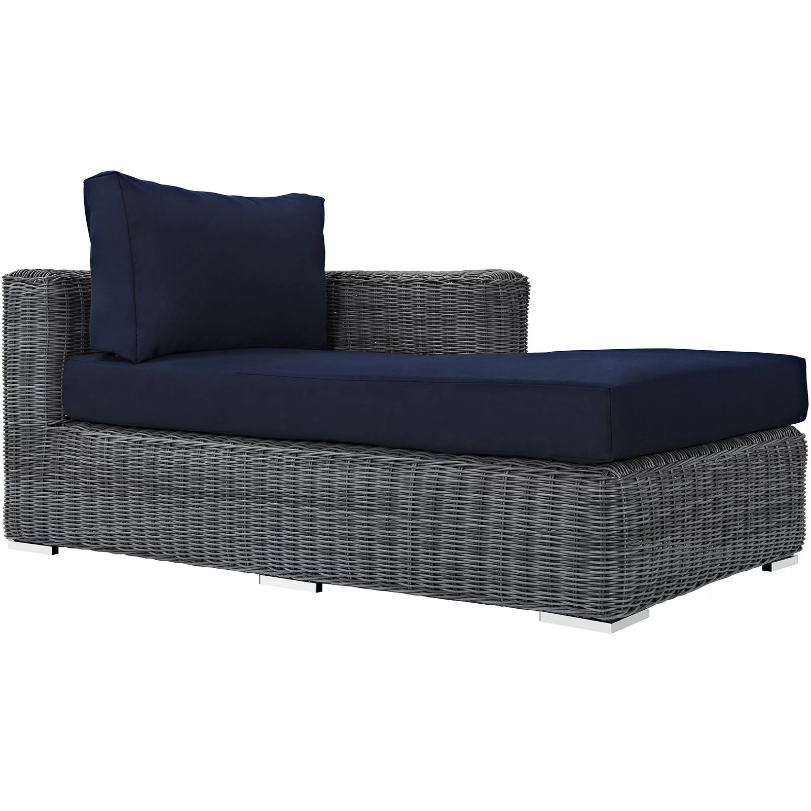 Modway Summon Outdoor Patio Sunbrella? Right Arm Chaise in Canvas Navy - Curated Treasures Market