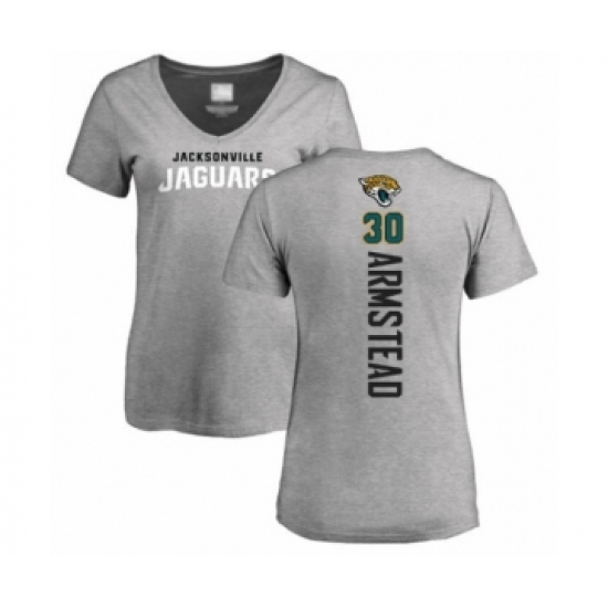 Football Women's Jacksonville Jaguars #30 Ryquell Armstead Ash Backer T-Shirt