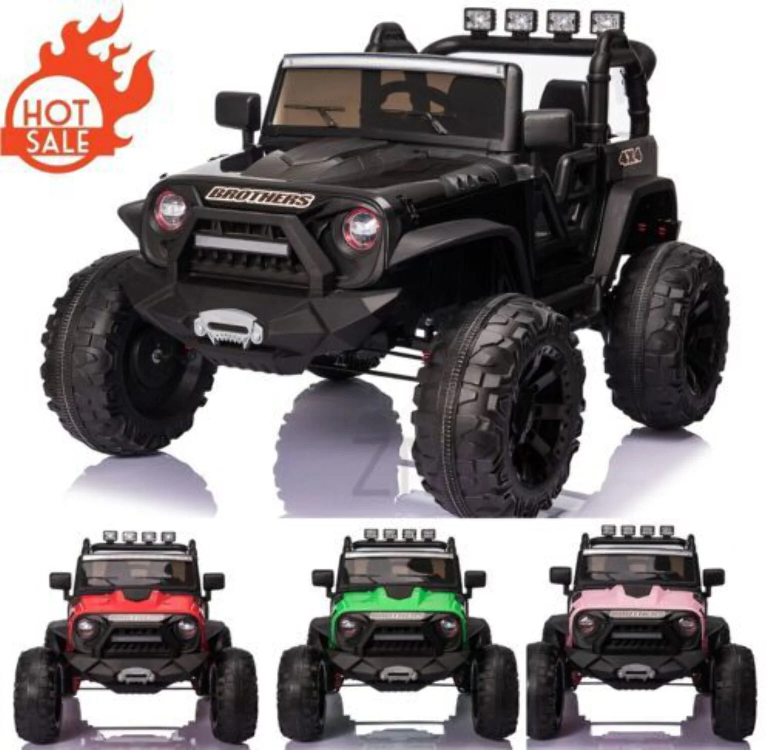 2 Seater 24V Kids Ride On Truck with Remote Control, LED Lights, and 3 Speeds - 2x200W Power - Curated Treasures Market