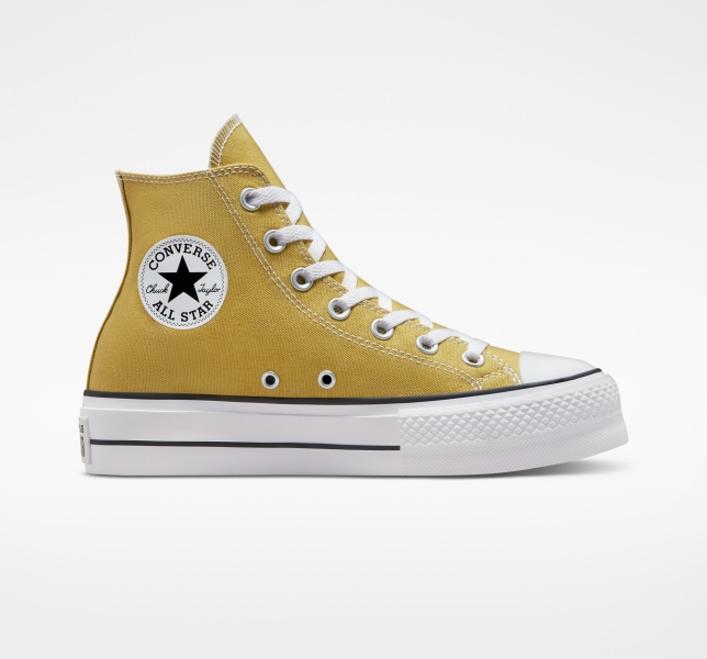 Women's Converse Chuck Taylor All Star Lift Surplus Platform Shoes Gold | 760-VRPAFW